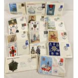 A collection of 80+ assorted 1970's first day covers with a Military theme.
