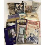 A box of assorted vintage ephemera to include sheet music, magazines and Royal Commemorative books &