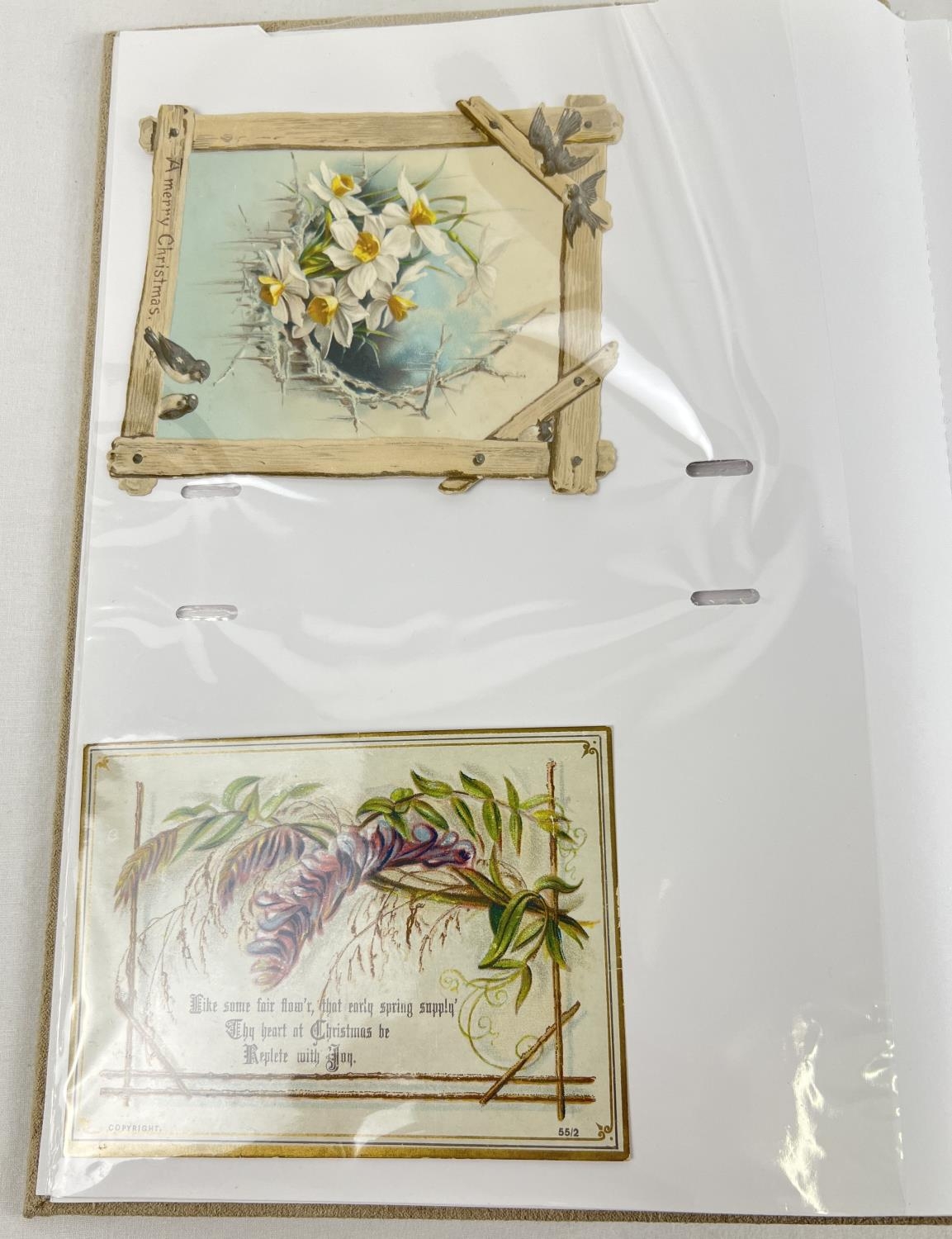 A large album containing 163 assorted Victorian and Edwardian greetings cards. In varying shapes, - Image 9 of 9