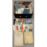 A box of assorted vintage ephemera to include Royal commemorative books & magazines. Lot also