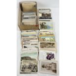 A box of approx. 380 assorted Victorian & vintage British & Overseas postcards. To include