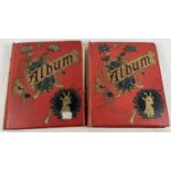 2 Victorian red scrap albums with gilt detail to front covers. Containing a quantity of greetings