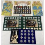 4 vintage 1970's Petrol collectable medallion/coin sets with cards, 3 complete. A Cleveland '