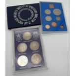 2 Royal Mint proof coin sets. A 1972 Silver Wedding Anniversary crown set, together with a 1972