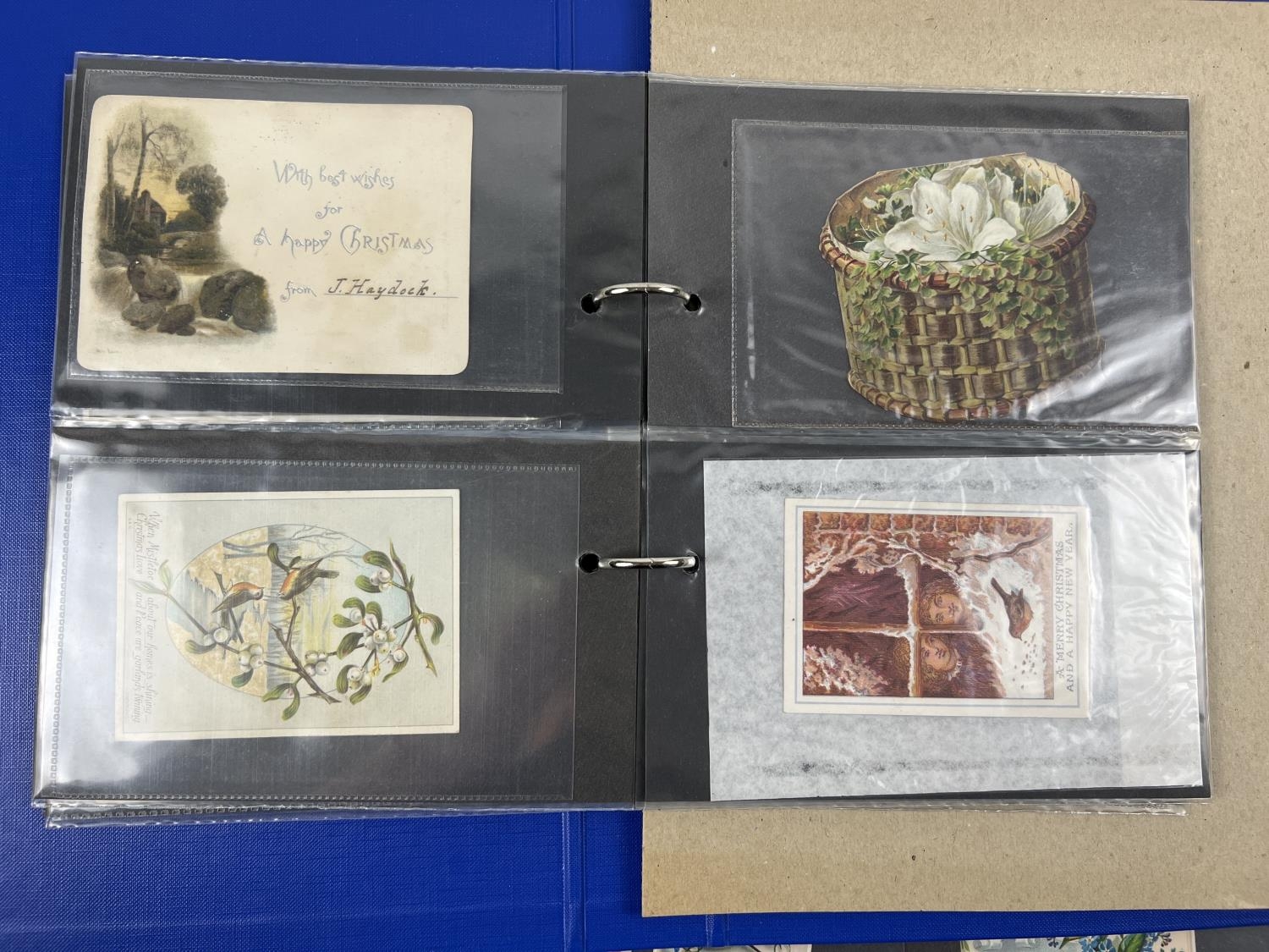 An album containing 83 assorted Victorian & Edwardian greetings cards. In carded plastic wallets. - Image 5 of 6