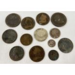 A small collection of Georgian and Victorian coins, in varying conditions. To include cartwheel