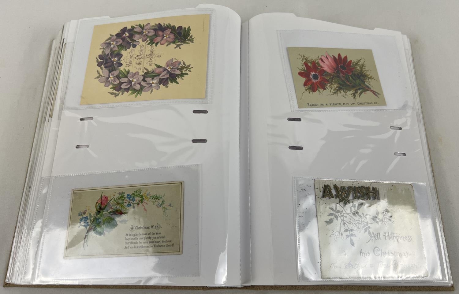 A large album containing 163 assorted Victorian and Edwardian greetings cards. In varying shapes, - Image 5 of 9