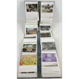 3 modern albums containing 190+ assorted vintage postcards.