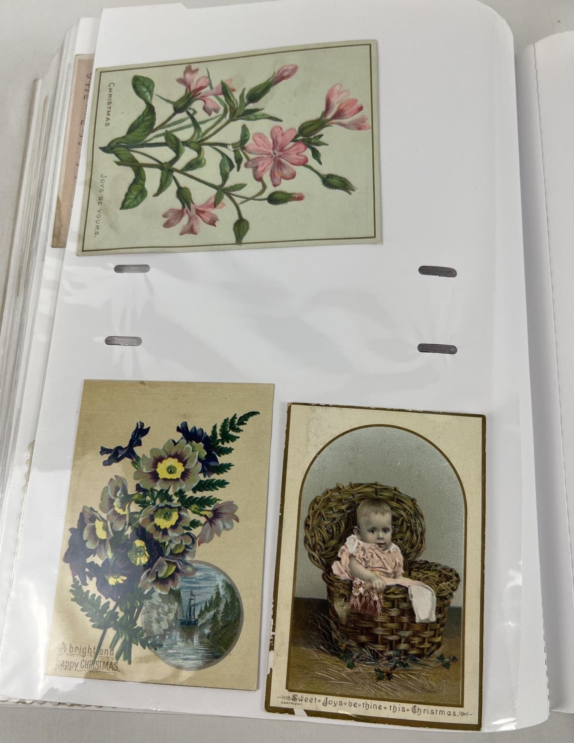 A large album containing 163 assorted Victorian and Edwardian greetings cards. In varying shapes, - Image 7 of 9