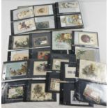 An album containing over 100 assorted Victorian & Edwardian greetings cards. All displayed in
