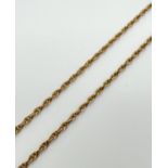 An 18" 9ct gold rope chain with spring ring clasp. Gold marks to clasp. Total weight approx. 7.1g.