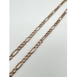A 19 " 9ct gold figaro chain with lobster claw clasp. Chain fixing needs repair. Hallmarks to