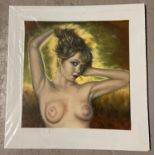 Krys Leach, local artist - nude oil on fabric covered canvas board, on a white mount, entitled "