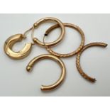 A small quantity of scrap gold hoop style earring. All marked or test as 9ct gold. Total weight