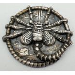 A hand poured silver bullion medallion of a Facehugger from the film "Alien". Total weight 25g of .