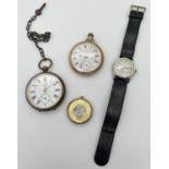 4 vintage watches, for spares or repair. To include a gold filled Lancashire Watch Co Ltd pocket