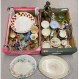 2 boxes of assorted antique and vintage ceramics and ornaments. To include Royal Doulton 'Desert