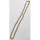 A 9ct gold 18" rope chain necklace with spring ring clasp, for scrap or repair. Approx. 6.5g.