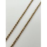 A 9ct gold 20" rope chain with spring ring clasp. Stamped 9k to clasp and fully hallmarked to fixing