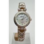 A ladies 925 silver wrist watch by Ingersoll with mother of pearl face, black hour markers and hands