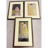 3 framed and glazed Gustav Klimt prints all depicting the fashion designer Emilie Floge. To