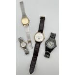 4 wristwatches in various styles and conditions. A chronograph style by Massimo Dutti, a ladies