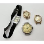 4 ladies vintage wristwatches, 1 with canvas strap. To include a 9ct gold cased watch by Empress.