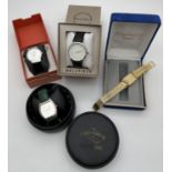4 boxed vintage and modern watches. The Famous Grouse watch with green leather strap, a slimline