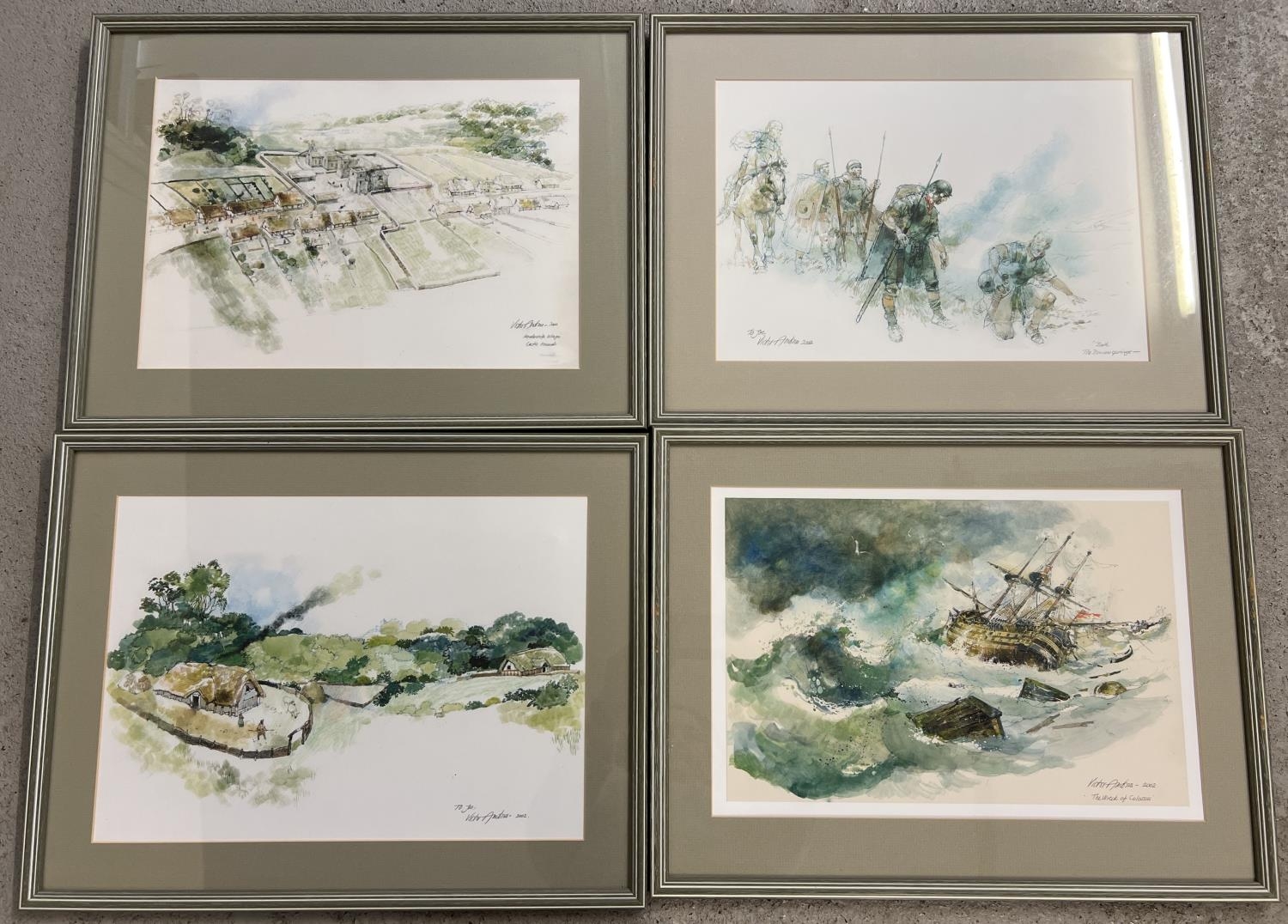 10 framed and glazed prints depicting artist impressions of sites excavated by the TV programme " - Image 4 of 5