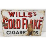 A vintage Wills "Gold Flake" cigarettes double sided enamel advertising sign. Some age related