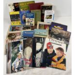 A box of assorted ephemera and coins. To include commemorative newspapers, postcards of