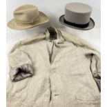 3 vintage clothing items. A linen jacket by Oska size 5; a vintage The Osbourne Hat by Jas Bevan &