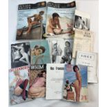 A collection of 9 vintage naturist and adult erotic magazines together with some loose pages. Lot