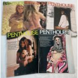 5 vintage 1970's issues of Penthouse, adult erotic magazine, from volumes 5 and 6.