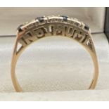 A vintage 9ct gold half eternity style sapphire and diamond ring with 'No.1 MUM' wording design to