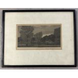 A framed and glazed vintage mezzotint of a rural scene by Francees M Brown. Signed to bottom