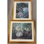 A pair of classical design prints in modern gilt frames (glazed). Frame sizes approx. 58cm x 68cm.
