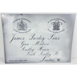 A large reproduction printed tin advertising sign for James Purdey & sons, Gun Makers. With holes