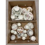 2 boxes of assorted vintage tea ware and table ware, of floral designs. To include Royal Albert '