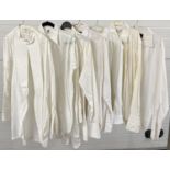 A collection of 7 men's white dress shirts in varying sizes. To include examples by Austin Reed, F.