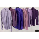 6 men's vintage shirts in shades of lilac and purple To include a satin frill fronted dress shirt.