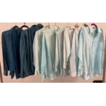 10 men's vintage shirts in shades of blue and teal. All long sleeved to include examples by
