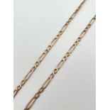 A 16" 9ct gold figaro chain necklace with lobster claw clasp. Fully hallmarked to both hook end