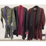 2 men's vintage dressing gowns together with a satin quilted smoking jacket by Styled in London (