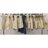 12 men's waistcoats, mostly in cream colour, with embroidery detail. To include examples by