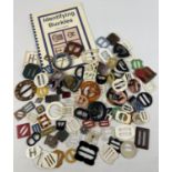 A collection of 90 vintage buckles and part dress clips in various colours, sizes and designs To