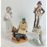 4 ceramic figures to include Royal Doulton and Nao. Lot includes 'Lunchtime' HN2485 Royal Doulton