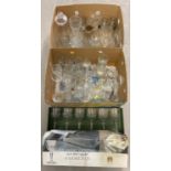 2 boxes of assorted stemmed glasses and glassware items to include boxed set of 6 Italian crystal