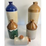 4 vintage named stone bottles together with a stoneware hot water bottle. To include: 2 Benskin's