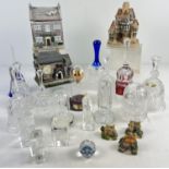 A box of assorted glass, ceramic and resin ornaments. To include a collection of clear and